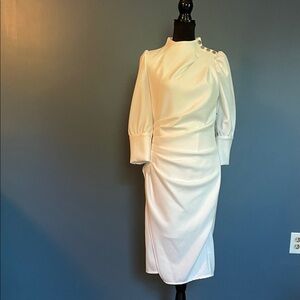 New York & Company White Long Sleeve Dress